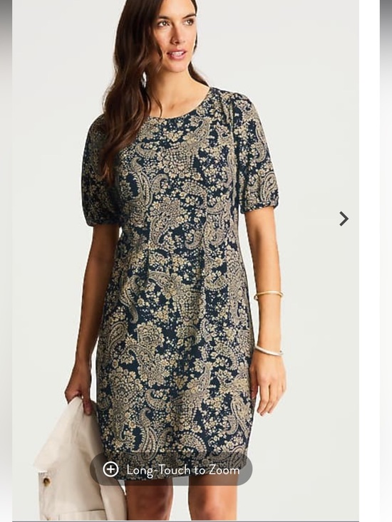 J. Jill Dresses & Skirts - J. Jill Navy and Beige Paisley Short-Sleeve Dart-waist Knit Dress sz L NWT